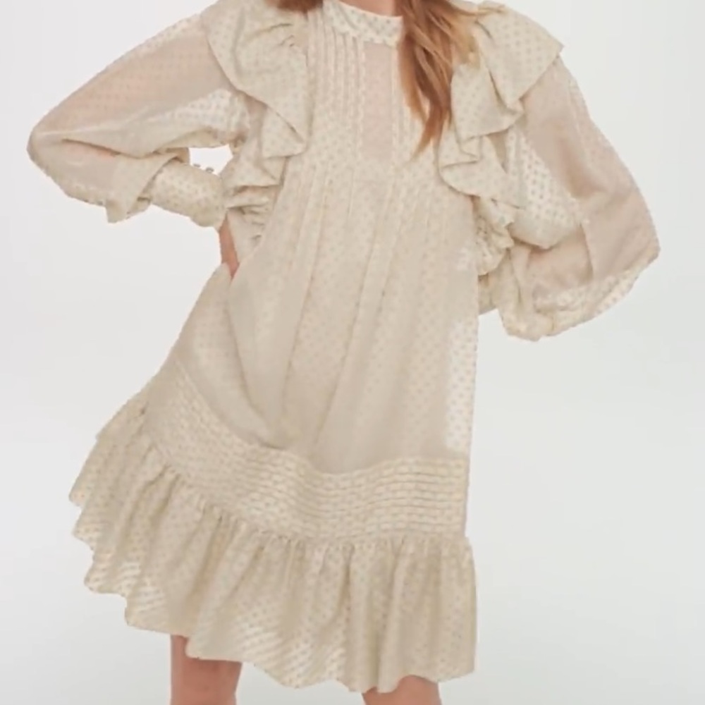NWT Beige Ruffle Layered Voluminous Tunic - Picture 3 of 6